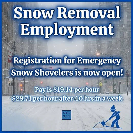 Zatrudnienie w NYC: Pomóż w usuwaniu śniegu i zarabiaj!