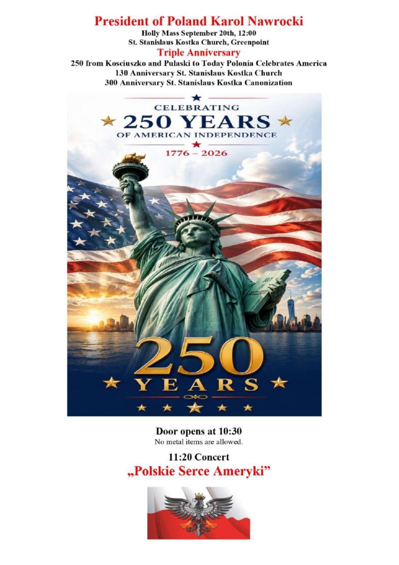 250 from Kosciuszko and Pułaski to Today – Polonia Celebrates America – 20 września, 12pm