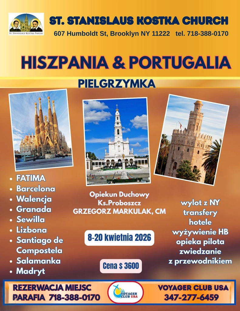Pielgrzymka do Hiszpanii i Portugalii z Voyager Club USA