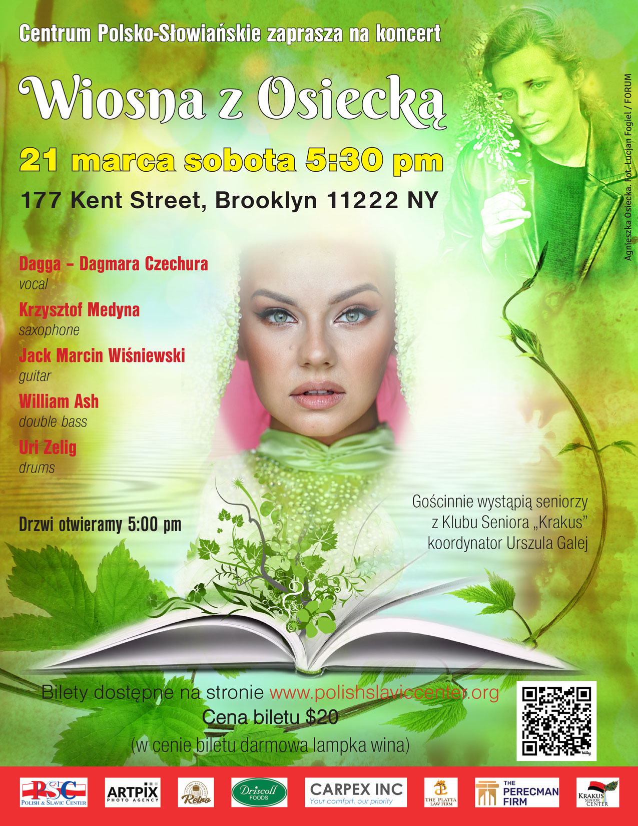 Zapraszamy na koncert „Wiosna z Osiecką”, 21 marca o 5:30 PM w Centrum Polsko-Słowiańskim w Brooklynie, 177 Kent Street
