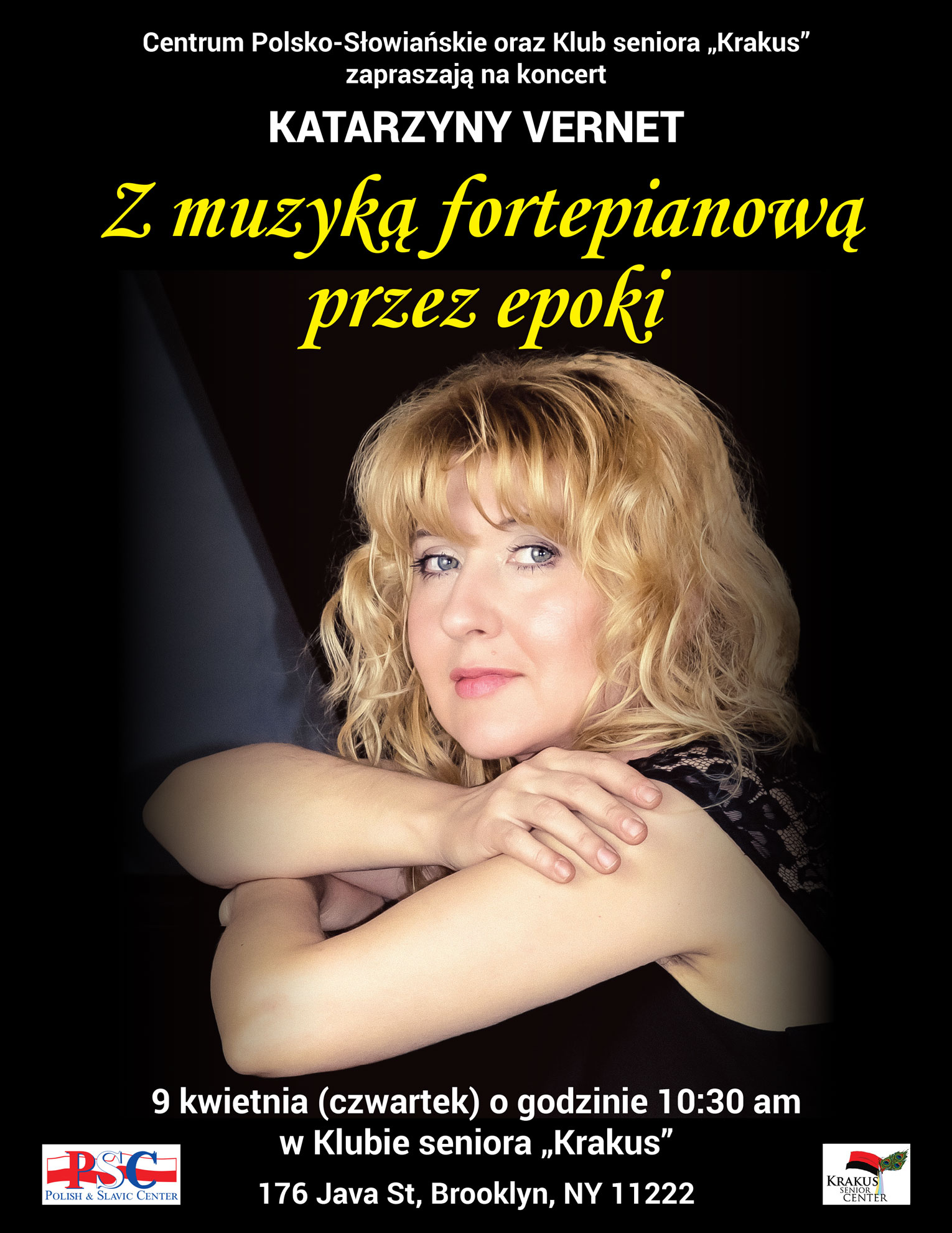 Koncert Katarzyny Vernet-Z Muzyką Fortepianową przez Epoki- 9 Kwietnia, 10:30 am, 176 Java Street, Brooklyn 11222