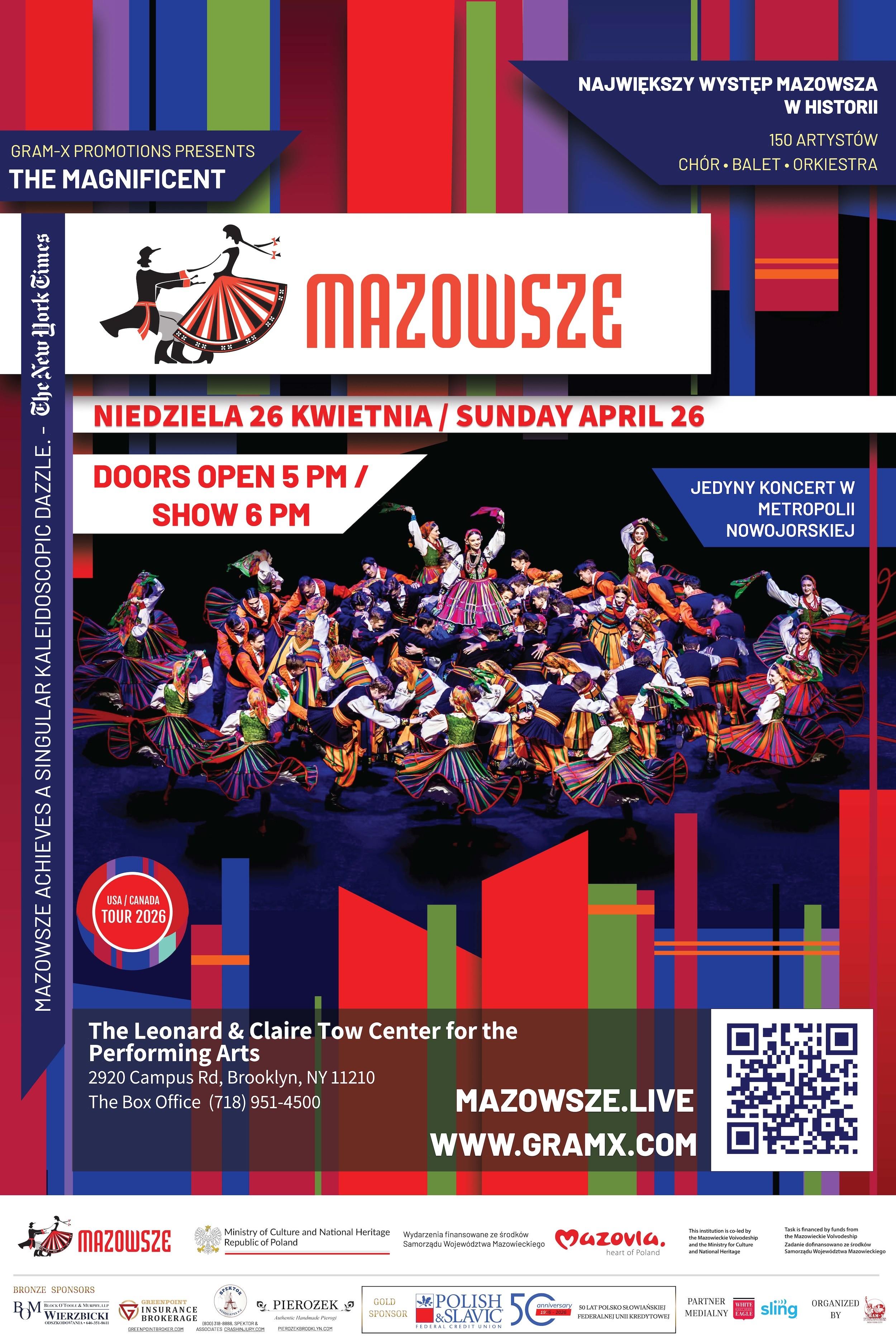 MAZOWSZE POWRACA DO NOWEGO JORKU, niedziela 26 kwietnia 2026 roku w Brooklyn College!