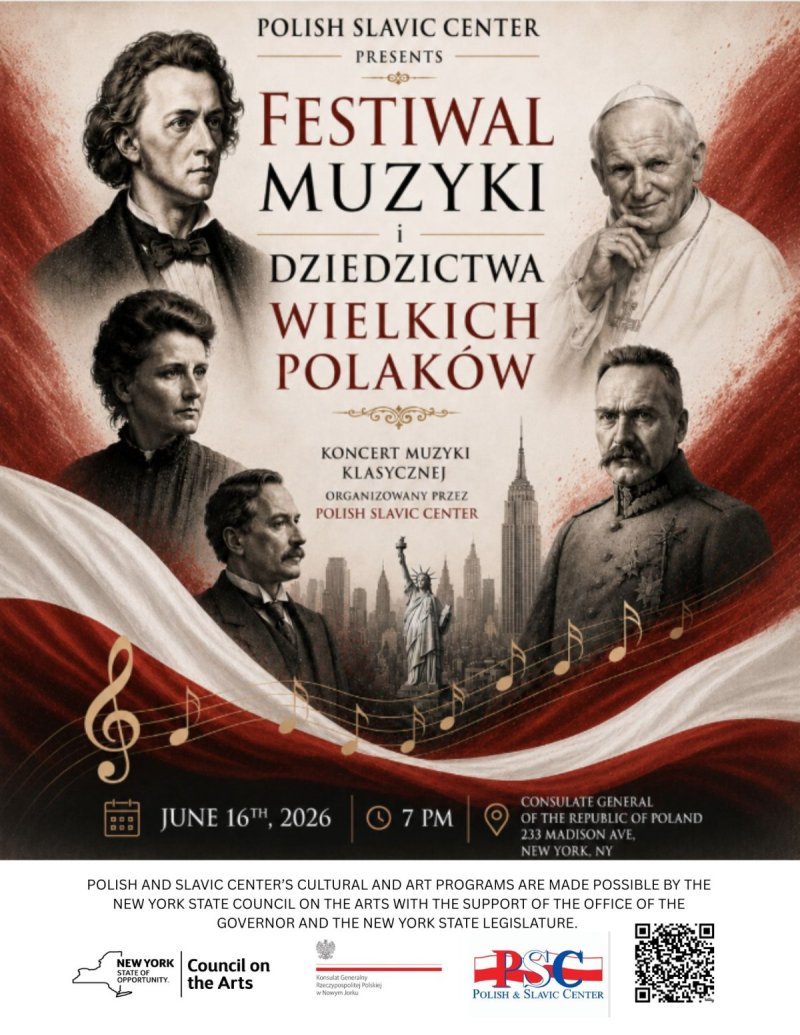 Festiwal Muzyki i Dziedzictwa Wielkich Polaków – Koncert Muzyki Klasycznej – 16 czerwca 2026 – Konsulat RP w Nowym Jorku